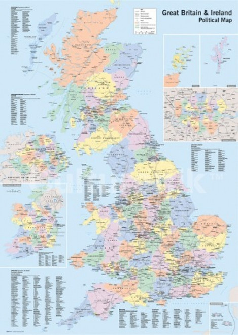 Uk Map Political Poster Print (36 X 24) - Item # IMPST5483R