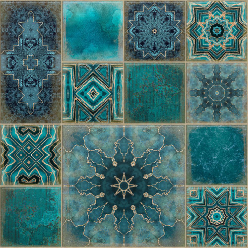 Faded Luxury Teal Tiles Poster Print - Andrea Haase # VARPDX82522