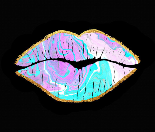 Marble and Gold Lips Poster Print - Tina Lavoie (28 x 24)