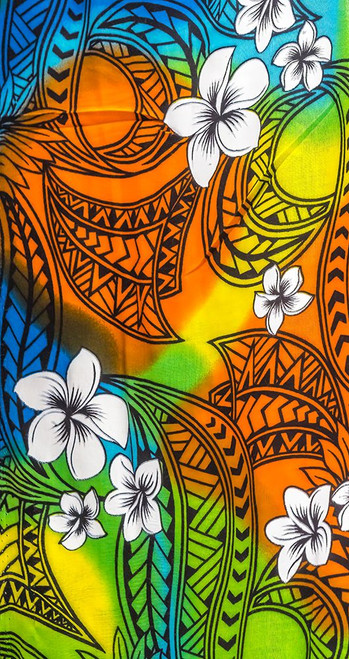 Polynesian floral textile cloth-Waikiki-Honolulu-Hawaii. Poster Print - William Perry (12 x 22)