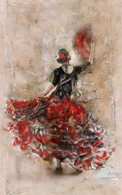 Flamenco with fan Poster Print - Marta Wiley (15 x 24)