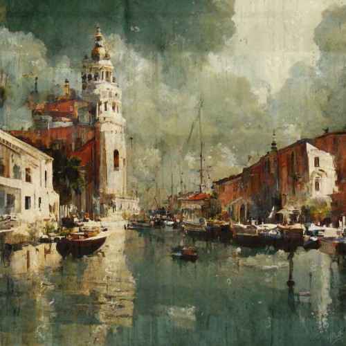 Rainy day in Venice I Poster Print - Marta Wiley (24 x 24)