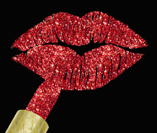 Red Glitter Lipstick Poster Print - Tina Lavoie (28 x 24)