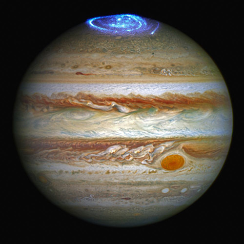 Hubble Captures Vivid Auroras in Jupiter Poster Print - NASA (12 x 12)