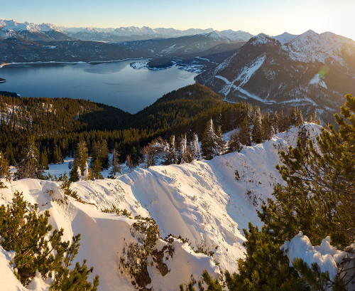 View towards lake Walchensee and the Karwendel mountain range-View from Mt-Jochberg near lake Walch Poster Print - Martin Zwick # VARPDXEU10MZW2572