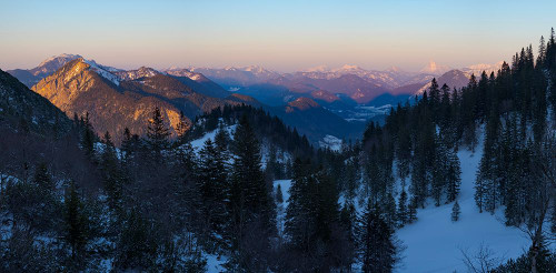 View towards Karwendel Mountains-Mt-Jochberg and Mt-Benediktenwand-View from Mt-Herzogstand near la Poster Print - Martin Zwick # VARPDXEU10MZW2607