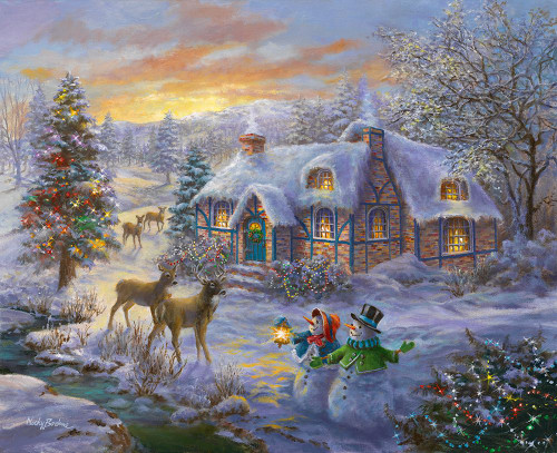 Christmas Cottage Poster Print - Nicky Boehme (30 x 24)