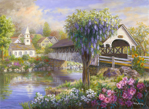 Picturesque Covered Bridge Poster Print - Nicky Boehme (24 x 18)