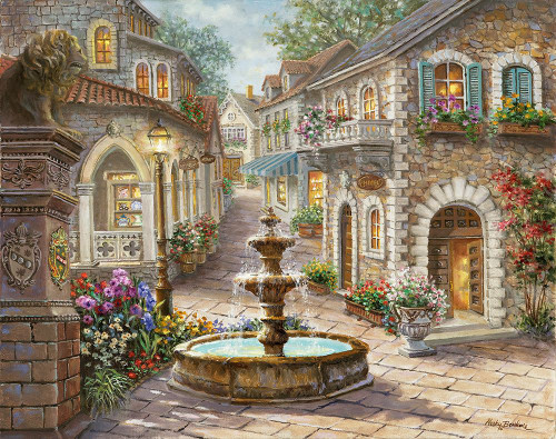 Cobblestone Fountain Poster Print - Nicky Boehme (24 x 18)