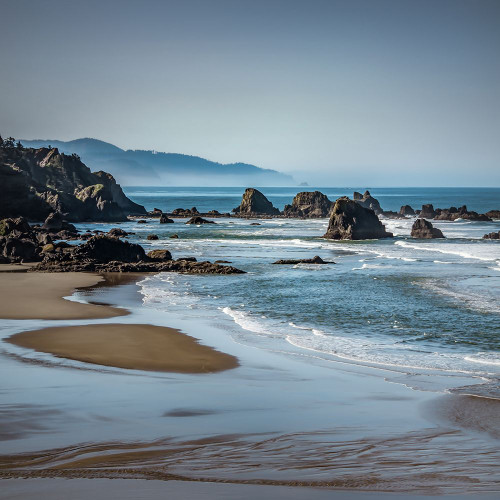 Sea Stacks in the Waves Poster Print - Don Schwartz (24 x 24)