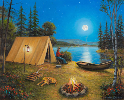 Fishing In The Moon Light Poster Print - John Zaccheo (24 x 18)