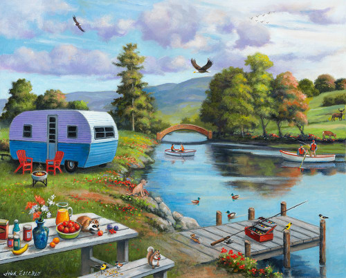 Fishing on the River Poster Print - John Zaccheo (30 x 24)