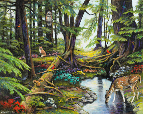 Forest Gathering Poster Print - John Zaccheo (24 x 18)
