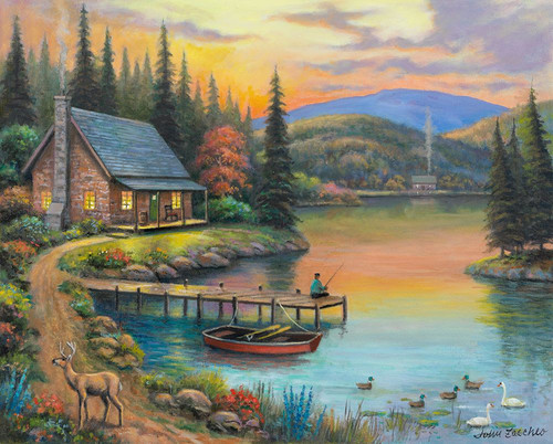 Sunset Lake Poster Print - John Zaccheo (12 x 10)