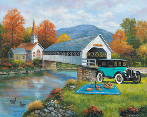 Picnic By The Bridge Poster Print - John Zaccheo (30 x 24)