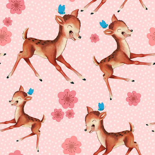 Cute Baby Deer Pattern Poster Print - Tina Lavoie (24 x 24)