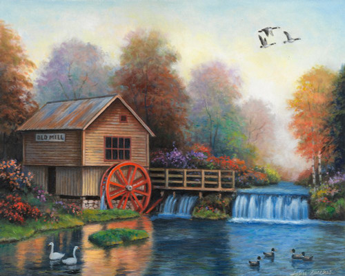 Autumn at the Old Mill Poster Print - John Zaccheo (30 x 24)