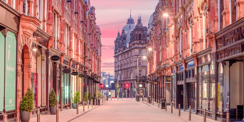 Leeds town center at sunrise Poster Print - Assaf Frank (24 x 12)