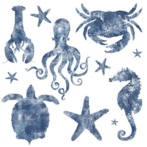 Marine Life Grouping Repeat Poster Print - Tina Lavoie (24 x 24)