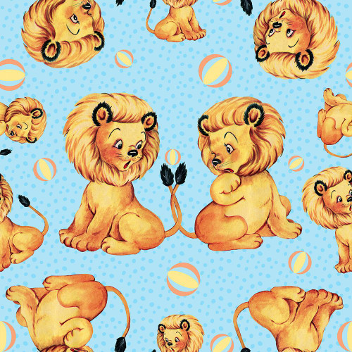 Cute Baby Lion Pattern Poster Print - Tina Lavoie (12 x 12)