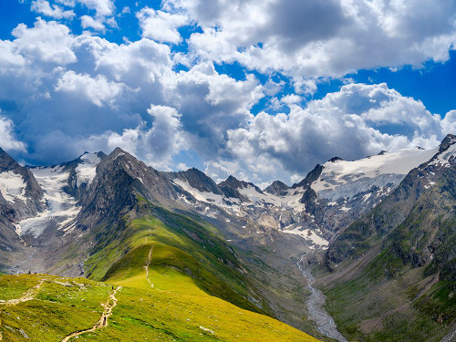 Valley Rotmoostal and valley Gaisbergtal-Mt. Hohe Mut- Otztal Alps-Europe- Austria- Tyrol Poster Print - Martin Zwick (32 x 24)