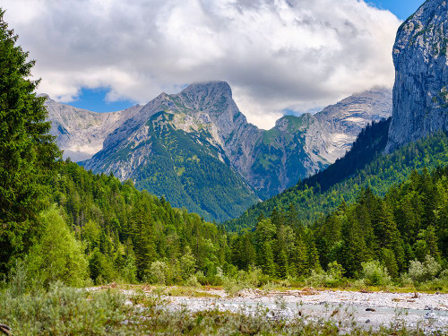 Karwendel Mountains near Eng Alpe in the valley of Rissbach Creek in Tyrol- Austria Poster Print - Martin Zwick (32 x 24)
