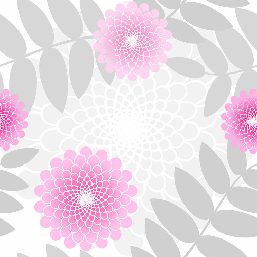 Flowers And Leaves Pattern Pink Poster Print - Tina Lavoie (12 x 12)