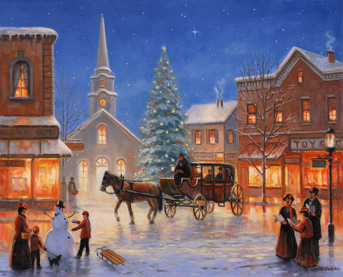 Christmas In Pleasantville Poster Print - John Zaccheo (30 x 24)