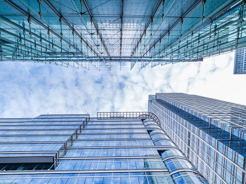 Low angle view of skyscrapers Poster Print - Assaf Frank (24 x 18)