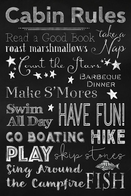 Chalkboard Cabin Rules Poster Print - Tina Lavoie (16 x 24)