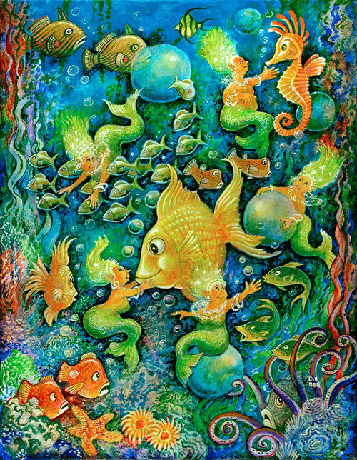 Mermaids and Gold Fish Poster Print - Bill Bell (24 x 31)