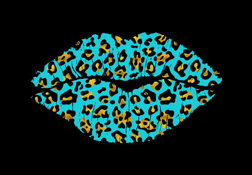 Aqua Leopard Lips Poster Print - Tina Lavoie (24 x 17)