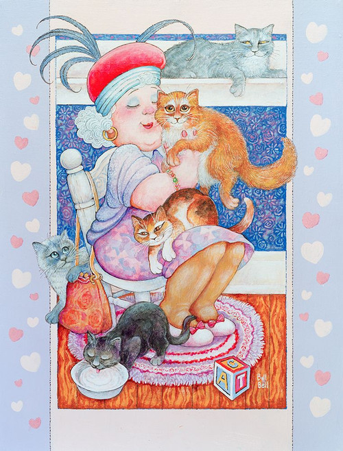 Cat Lady 2 Poster Print - Bill Bell (12 x 16)