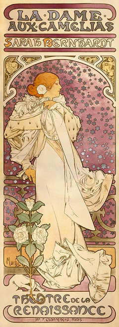 The Lady of the Camellias - Sarah Bernhardt, 1896 Poster Print - Alphonse Mucha (12 x 36)
