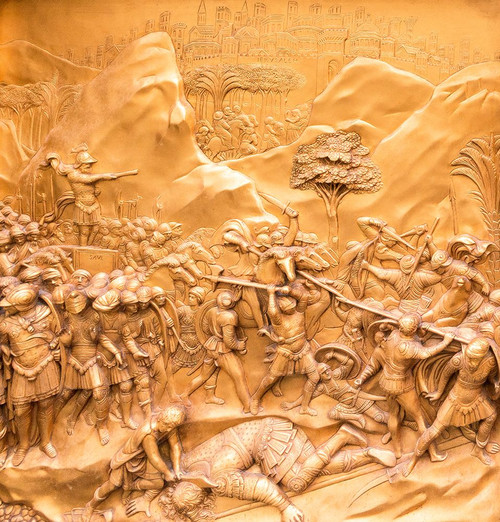 Duomo Santa Maria del Fiore-Florence. Decorations on the East Door by Ghiberti. Tuscany-Italy. Poster Print - Tom Norring (24 x 25)