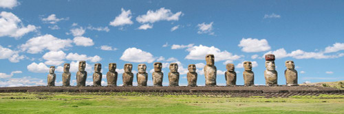 Moai statues in Rapa Nui - Chile Poster Print - Images Pangea (24 x 8)