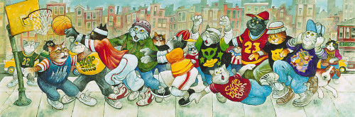 Hoop Cats Poster Print - Bill Bell (24 x 7)