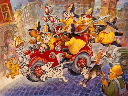 Hot Dog Firefighters Poster Print - Bill Bell (31 x 24)