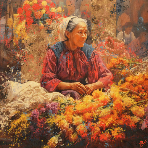 Mexican Flower Lady II Poster Print - Marta Wiley (24 x 24)