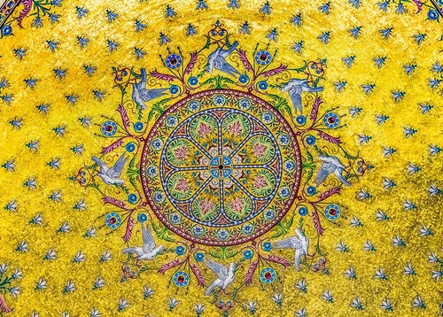Ceiling pattern mosaic Notre-Dame de la Garde-Marseille-France. Constructed 1850s, Poster Print - William Perry (16 x 12)
