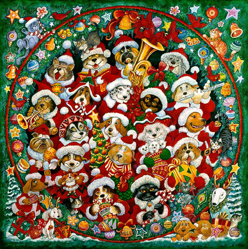Santa Paws Christmas Poster Print - Bill Bell (12 x 12)