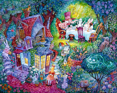 Alice and The Hatter Poster Print - Bill Bell (12 x 10)