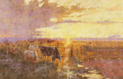 Golden Cows Poster Print - Marta Wiley (24 x 15)