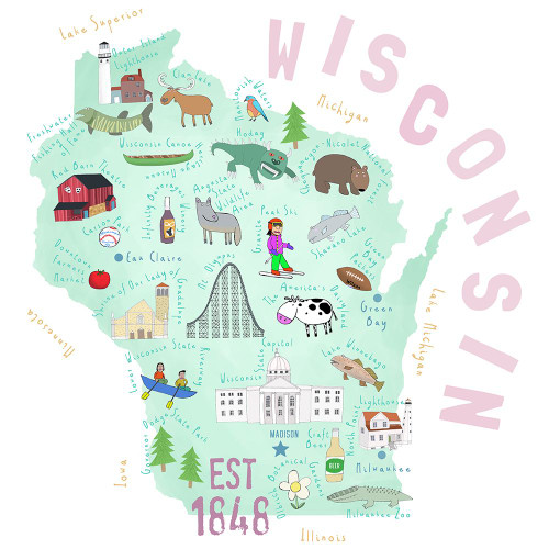 Wisconsin Poster Print - Carla Daly (24 x 24)
