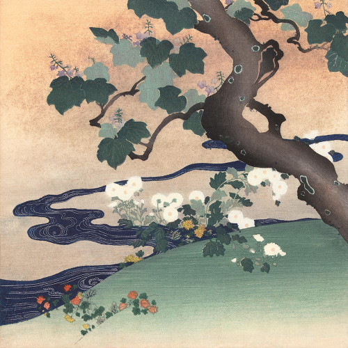Tree, Stream and Flowers Poster Print - Tsukioka Kogyo # VARPDX1JP5876