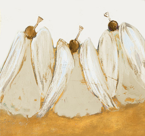 Golden Trumpeting Angels Poster Print - Robin Maria (13 x 12)