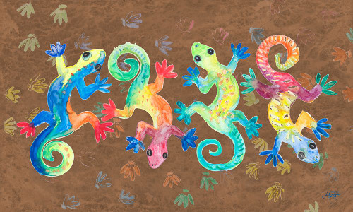 Watercolor Geckos Poster Print - Julie DeRice (24 x 14)