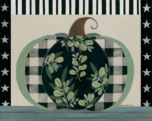 Patterned Greenery Pumpkin Poster Print - Bernadette Deming