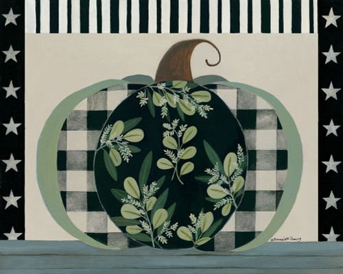 Patterned Greenery Pumpkin Poster Print - Bernadette Deming