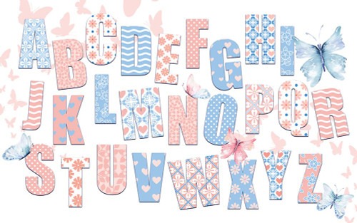 ABCs Coral And Blue Poster Print - Kimberly Allen